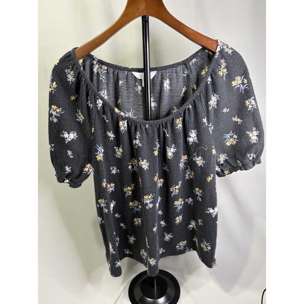 Lauren Conrad Whimsical Wildflower Puff Sleeve Floral Blouse Women's Size Large